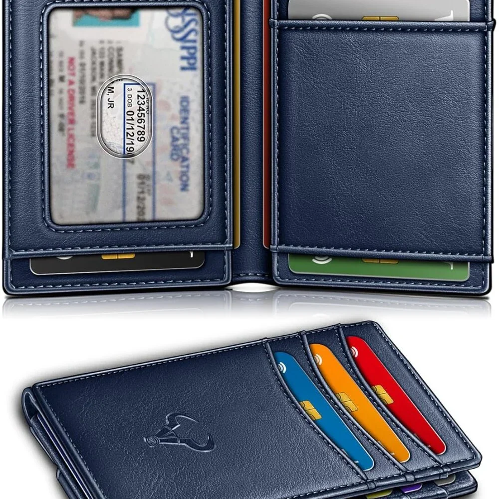 New Magnetic Closure Slim Wallet-Genuine Leather Front Pocket Wallet for Men